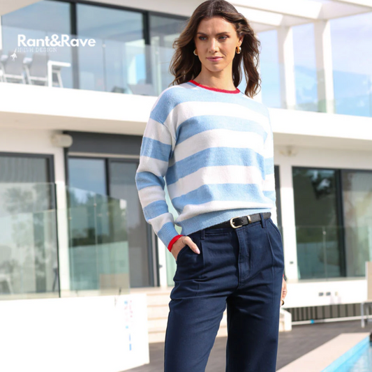 Rant & Rave Harlee stripe jumper in Blue