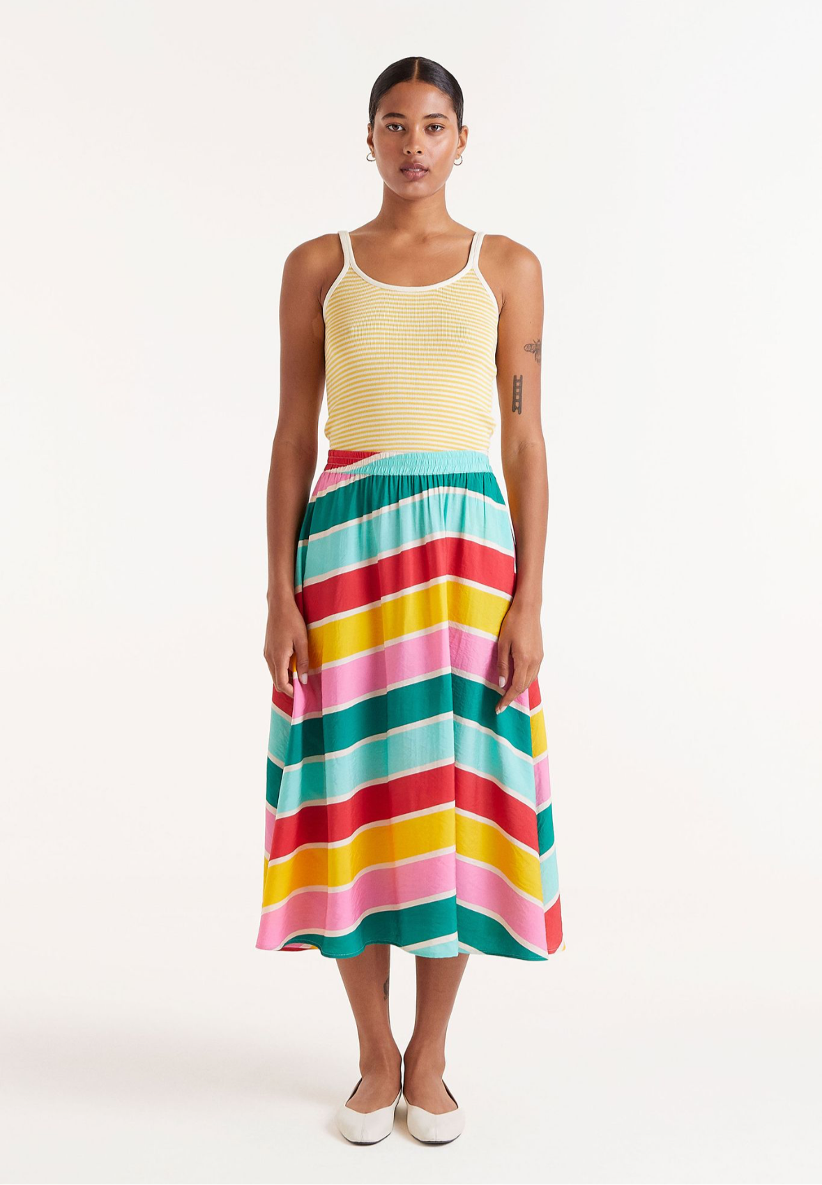 Compania Fantastica multi striped skirt
