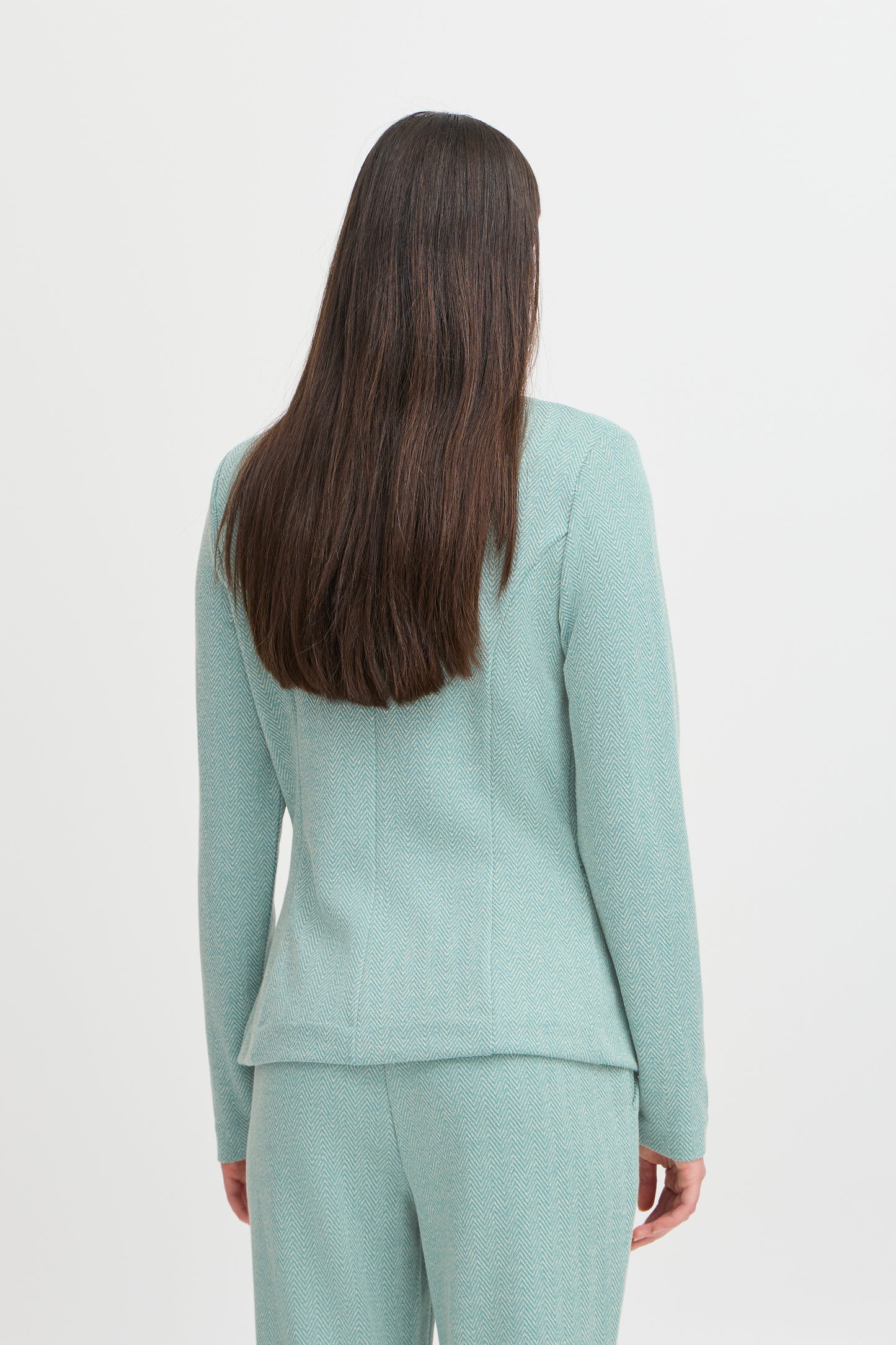 ICHI Ihkate Jacquard Blazer in Green/Almond Mix