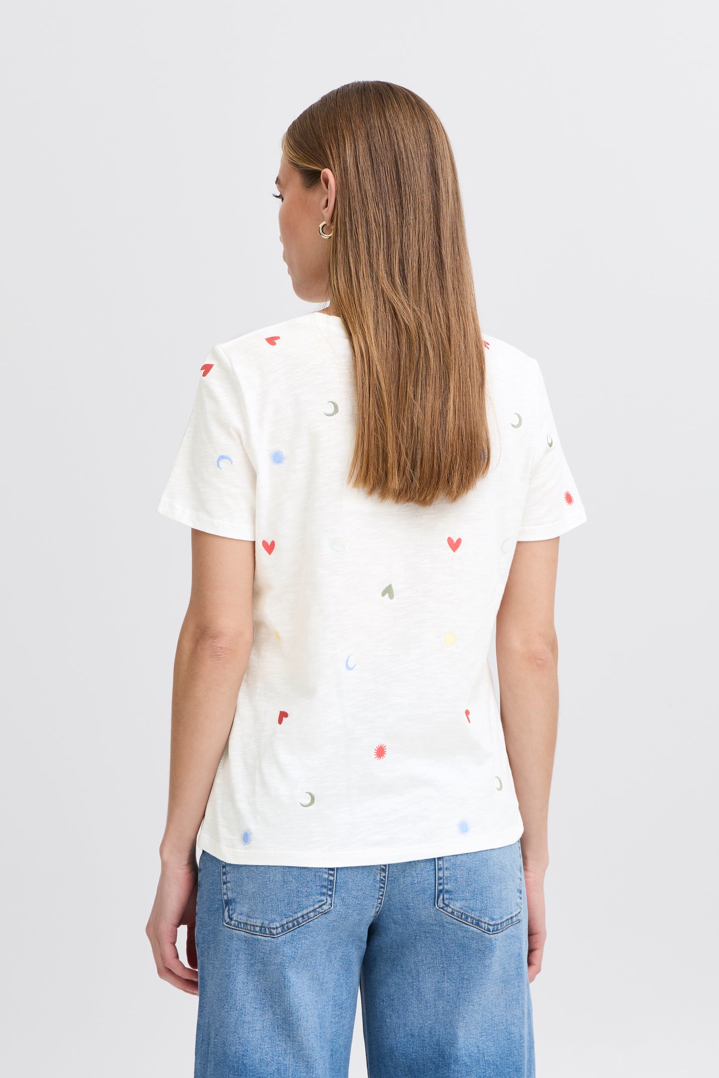 ICHI Iholya Short Sleeve Tee in Cloud Dancer