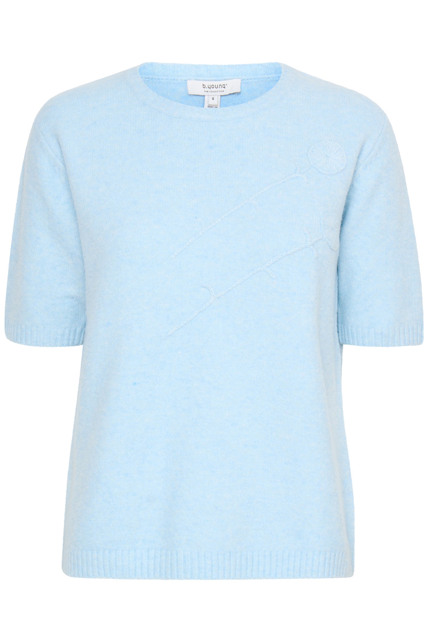 Byoung Bymagge Knit Short Sleeve Jumper in Angel Falls Melange