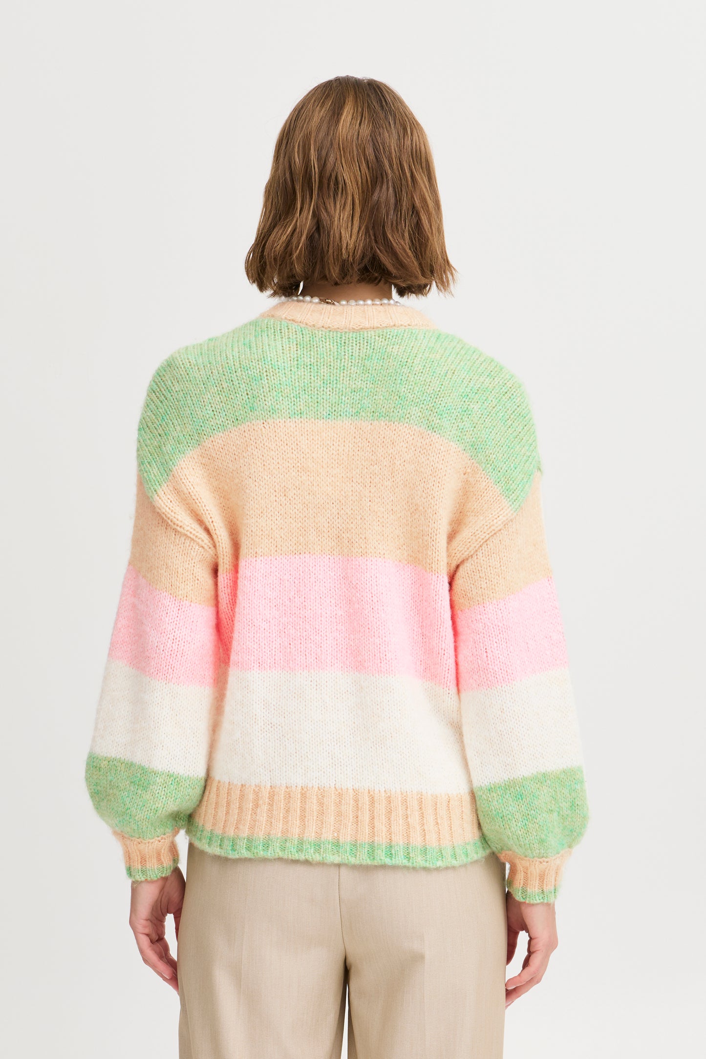 Byoung Byonero Striped Cardigan in Roseate Mix