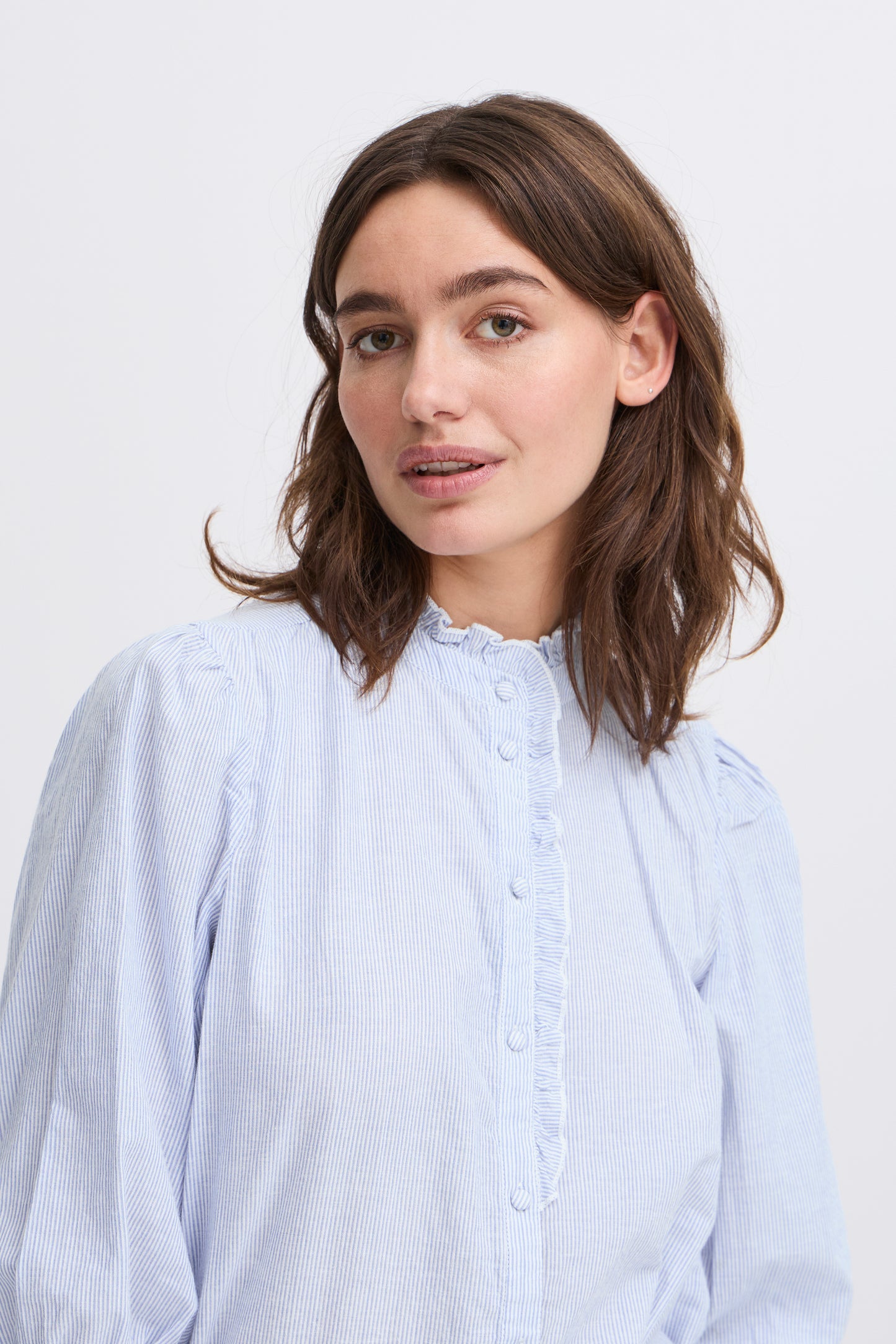 Byoung Byimogen Short Sleeve Blouse in Silver Lake Blue