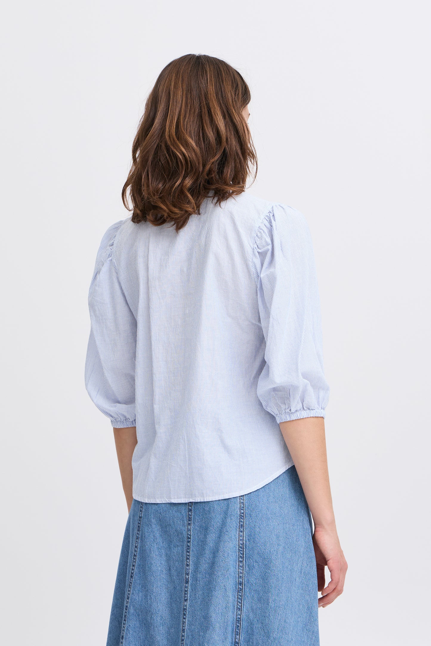 Byoung Byimogen Short Sleeve Blouse in Silver Lake Blue