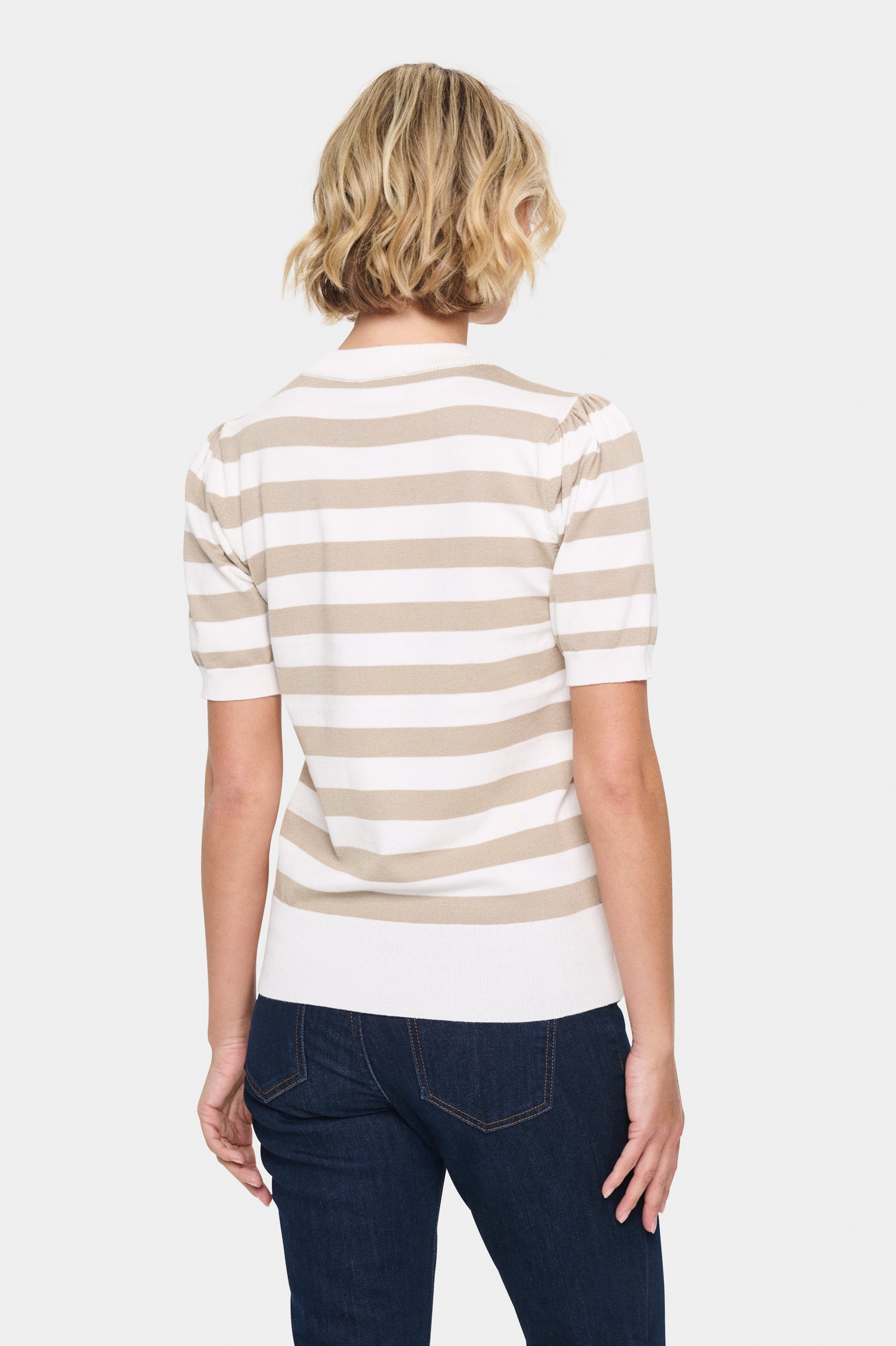 Saint Tropez MilaSZ Pullover in Ice Plaza Taupe Block Stripe