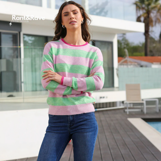 Rant & Rave Harlee stripe jumper in Pink