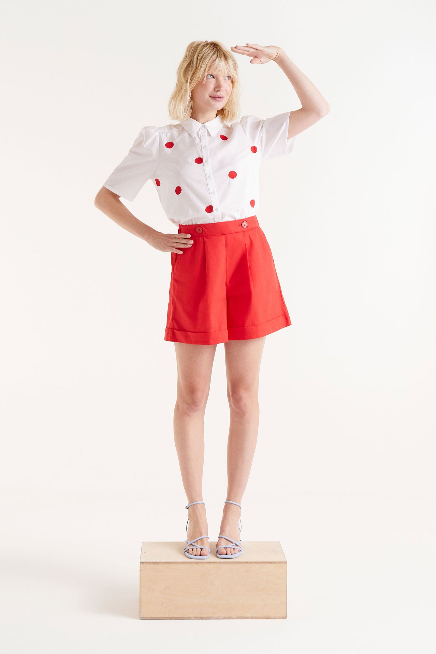 Compania Fantastică White shirt with Red Dot Detail