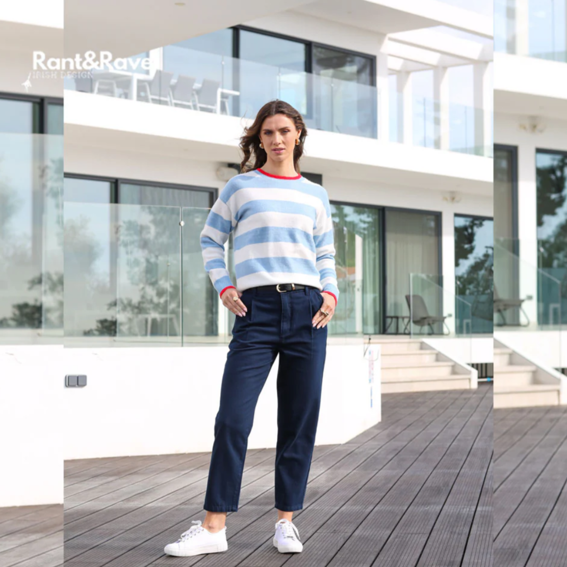 Rant & Rave Harlee stripe jumper in Blue