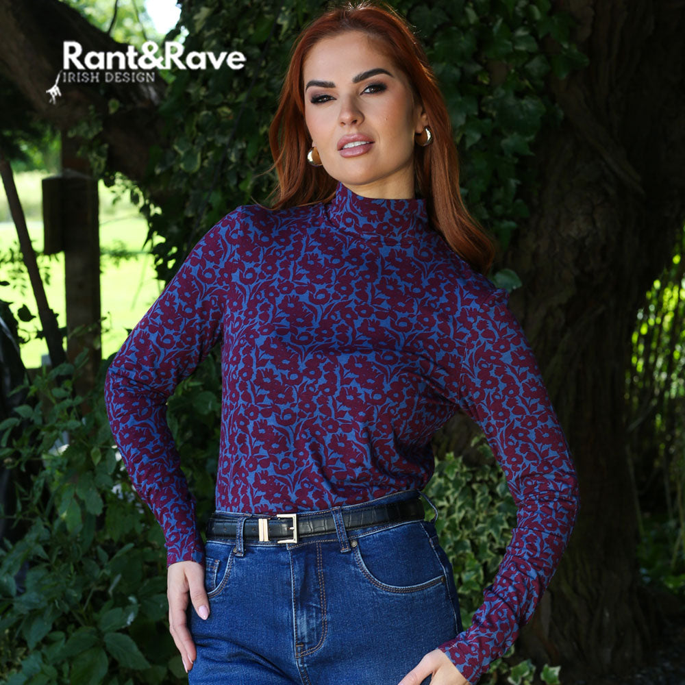 Burgundy roll neck top best sale