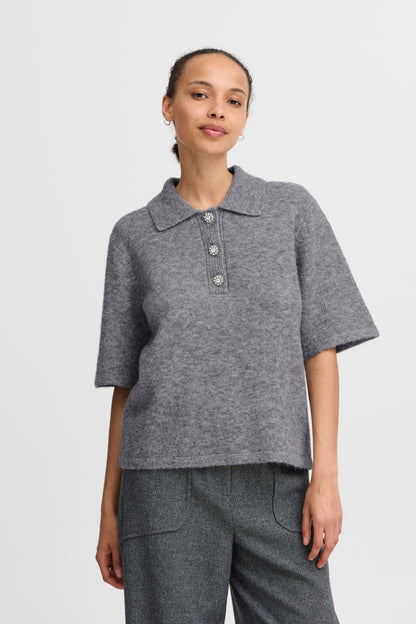 Byoung Byomea Polo Jumper in Mid Grey