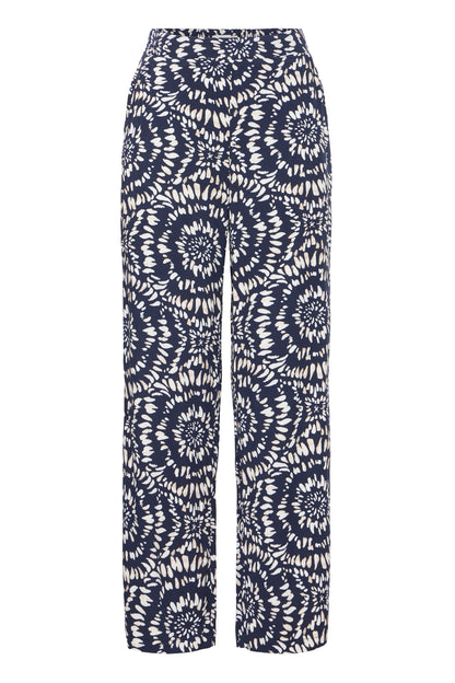 ICHI Ihaya trouser in total eclipse Ikat circle