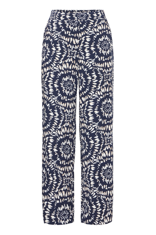 ICHI Ihaya trouser in total eclipse Ikat circle