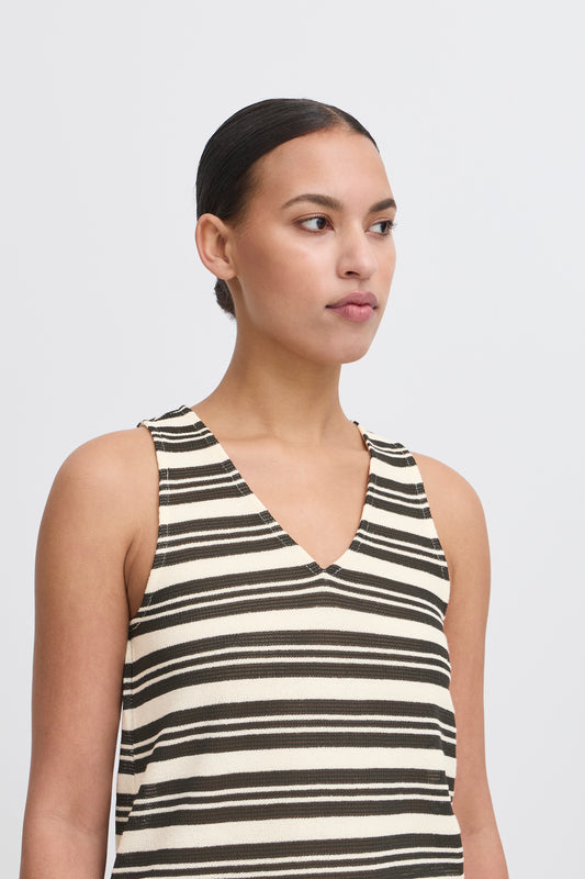 ICHI Ihmarlenna Top in Birch with black stripe