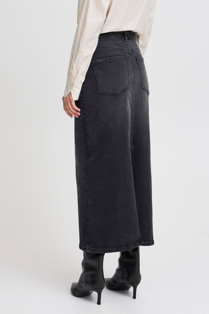 Byoung Bydonella Long Skirt in black denim