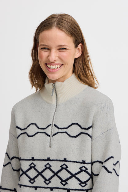 Byoung Bymassi Halfzip Pullover in Marshmallow Mix