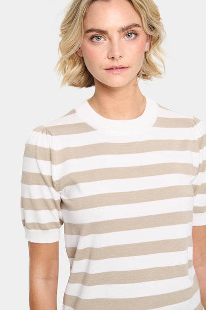 Saint Tropez MilaSZ Pullover in Ice Plaza Taupe Block Stripe