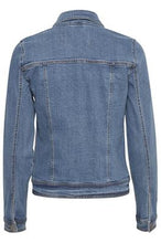 Load image into Gallery viewer, Byoung Bypully Denim Jacket in Mid Blue Denim
