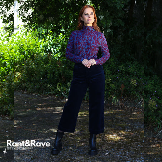 Rant & Rave Judith Wide Leg Crop Trouser in Navy