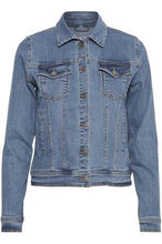 Load image into Gallery viewer, Byoung Bypully Denim Jacket in Mid Blue Denim
