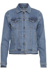 Byoung Bypully Denim Jacket in Mid Blue Denim